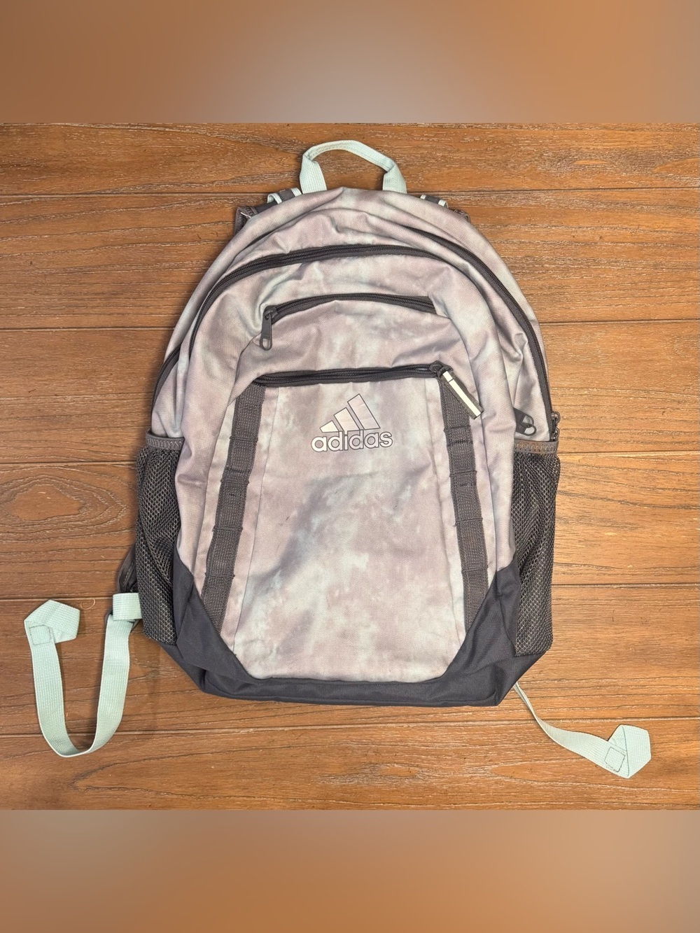 adidas Lavender Tie-Dye Backpack with Gray Accents